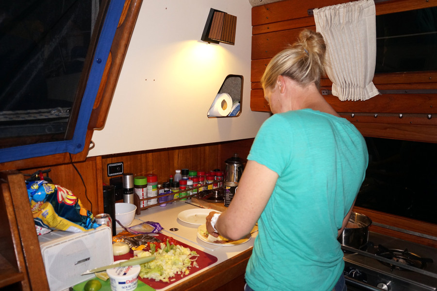 Jackie cooking dinner