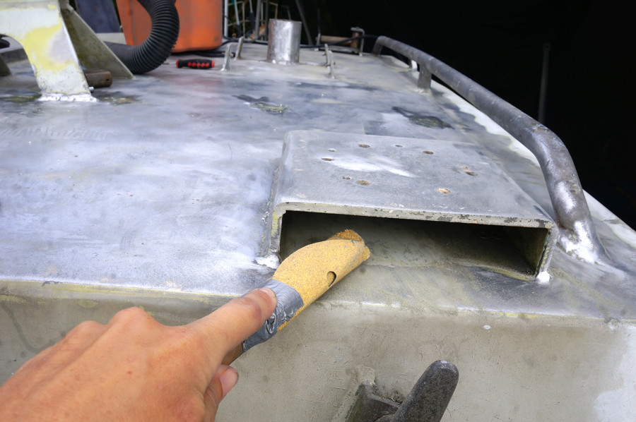 sanding under winch holder