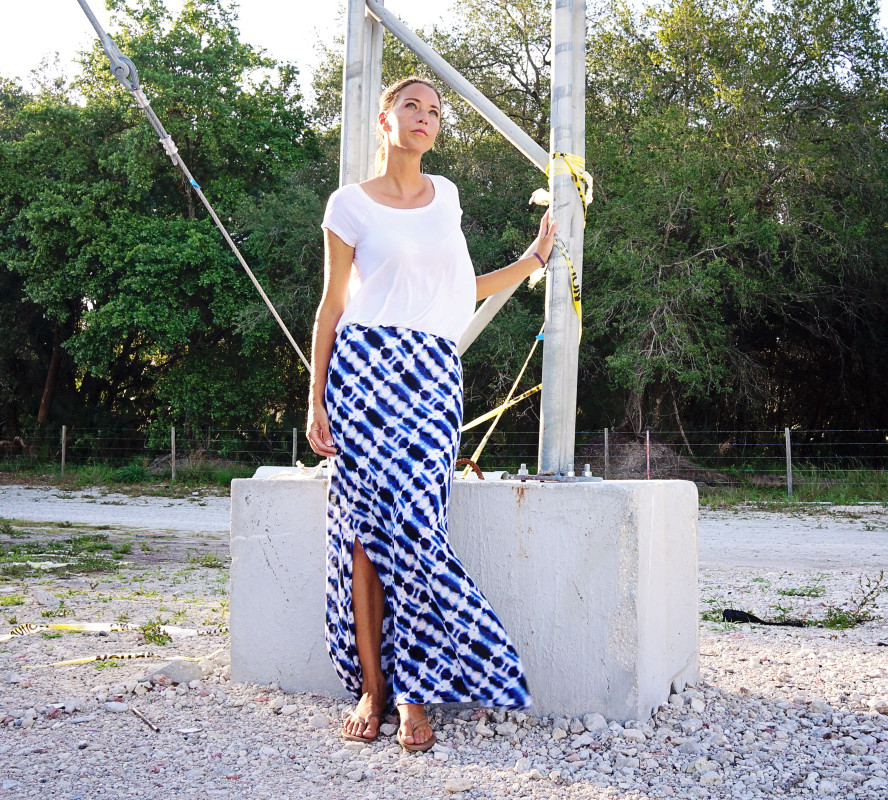 Vacay Style Ikat skirt white top