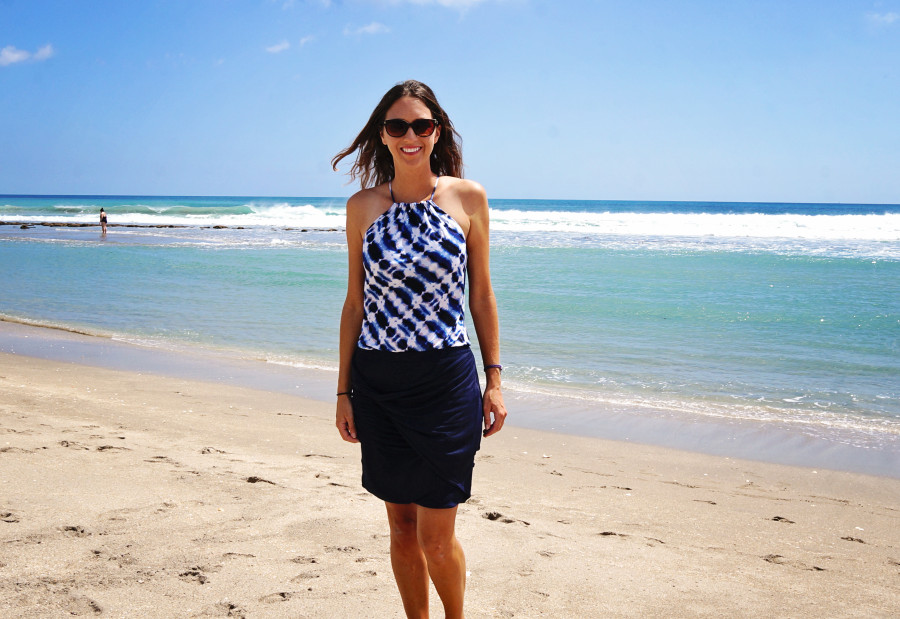Vaycay Style Ikat top and blue skirt